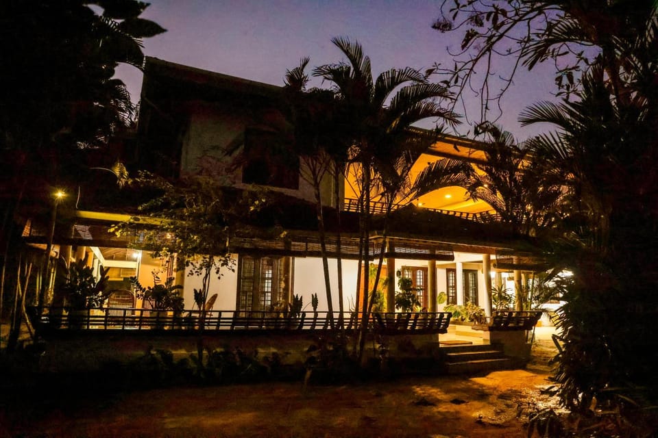 Property building, Night, Garden, Garden view