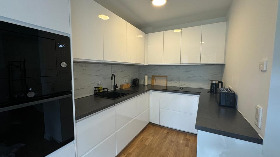 Kitchen or kitchenette, stove