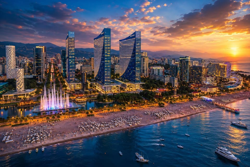 Nearby landmark, Day, Natural landscape, Beach, City view, Sea view, Sunrise, Sunset
