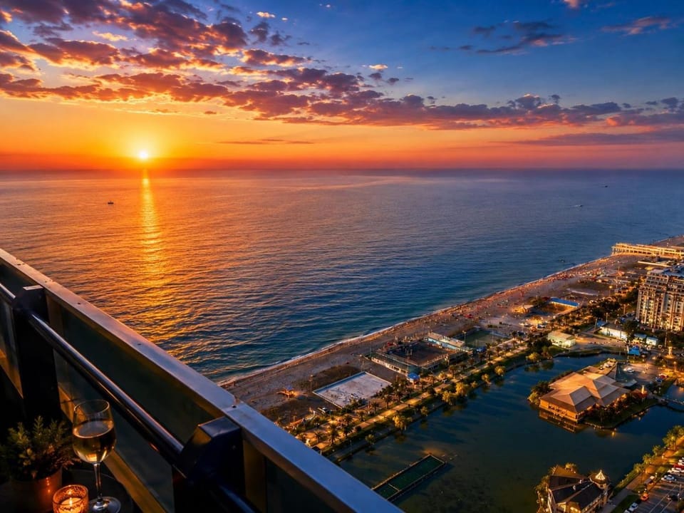 Nearby landmark, Day, Natural landscape, Bird's eye view, Beach, City view, Sea view, Sunrise, Sunset
