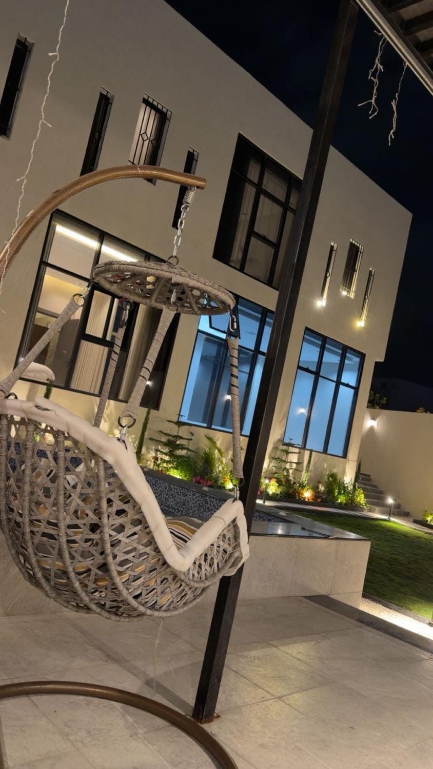Patio, Night, Seating area