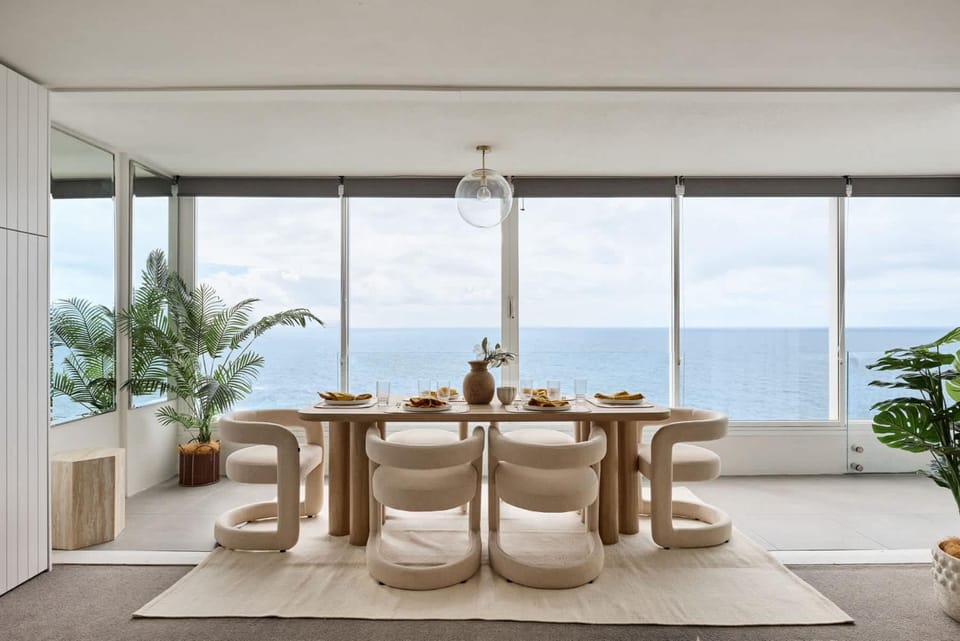 Natural landscape, Living room, Seating area, Dining area, Sea view