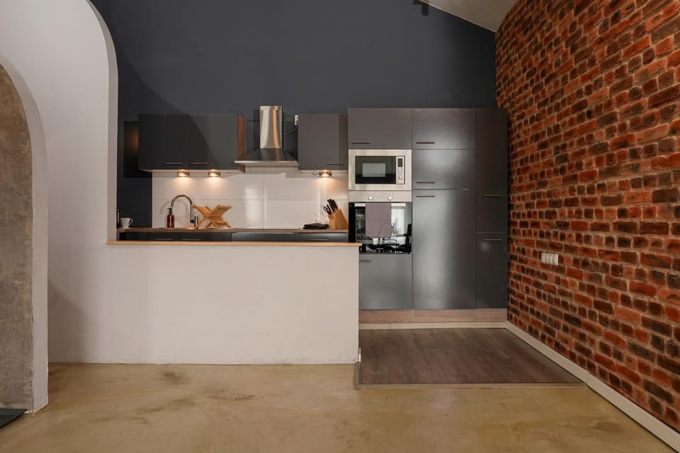 Kitchen or kitchenette, oven, stove, toaster
