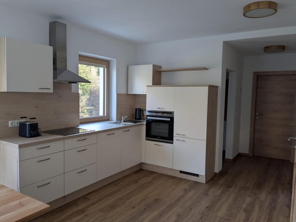 Kitchen or kitchenette, stove
