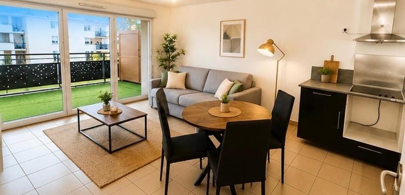 Balcony/Terrace, Living room, Seating area, stove
