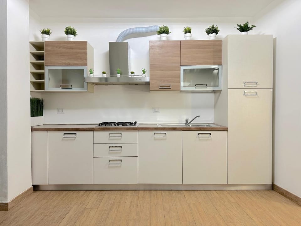 Kitchen or kitchenette, stove