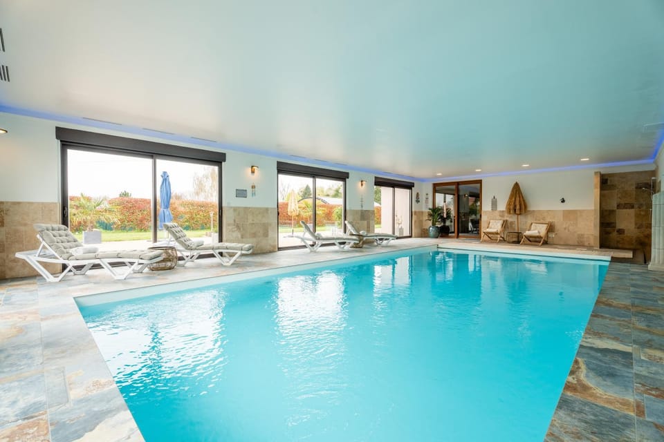 Property building, Living room, Swimming pool