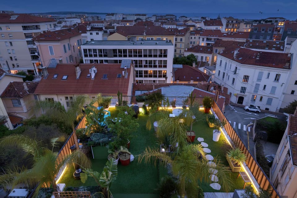 Patio, Night, Garden, City view, Garden view