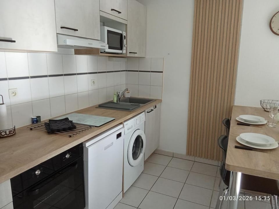 Kitchen or kitchenette, dishwasher, minibar, oven, stove, toaster, washing machine