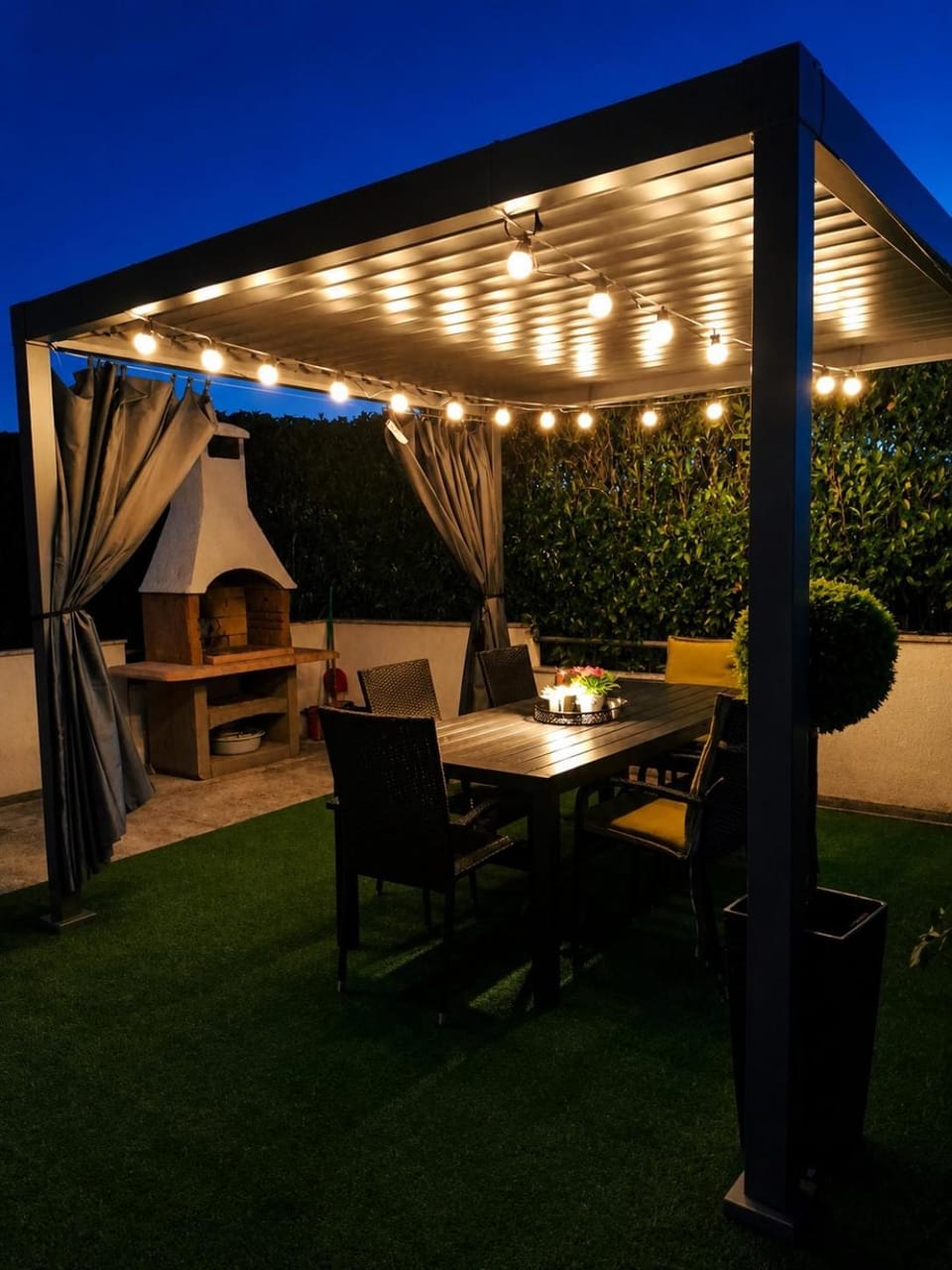 Patio, Night, Garden, Seating area, Garden view