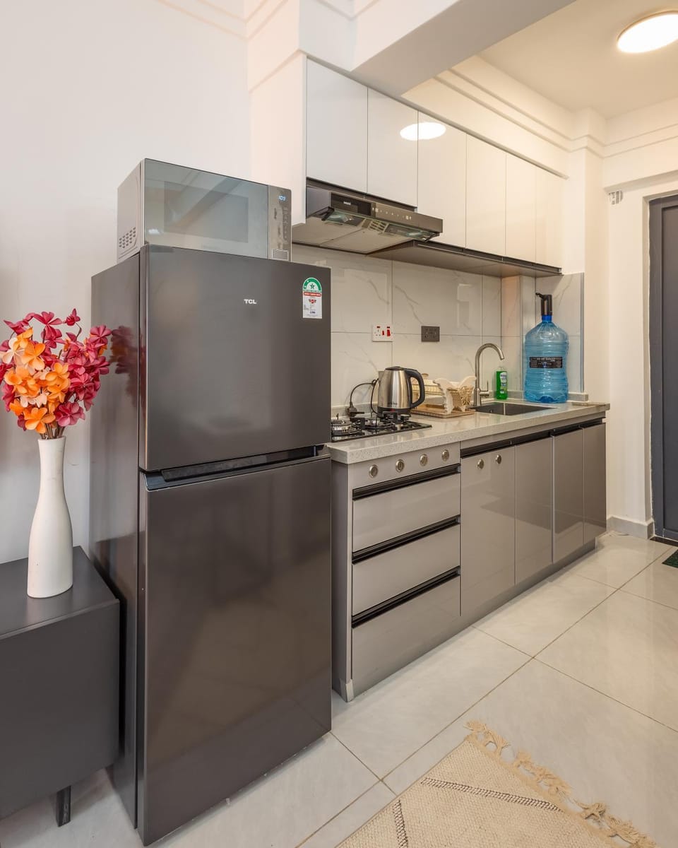 Kitchen or kitchenette, oven, stove