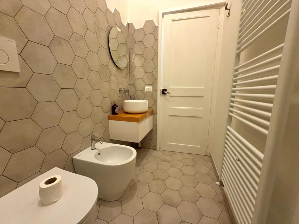 Shower, Toilet, bidet, towels