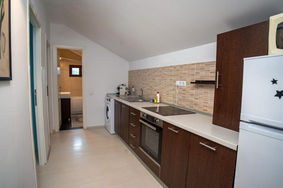 Kitchen or kitchenette, minibar, oven, stove