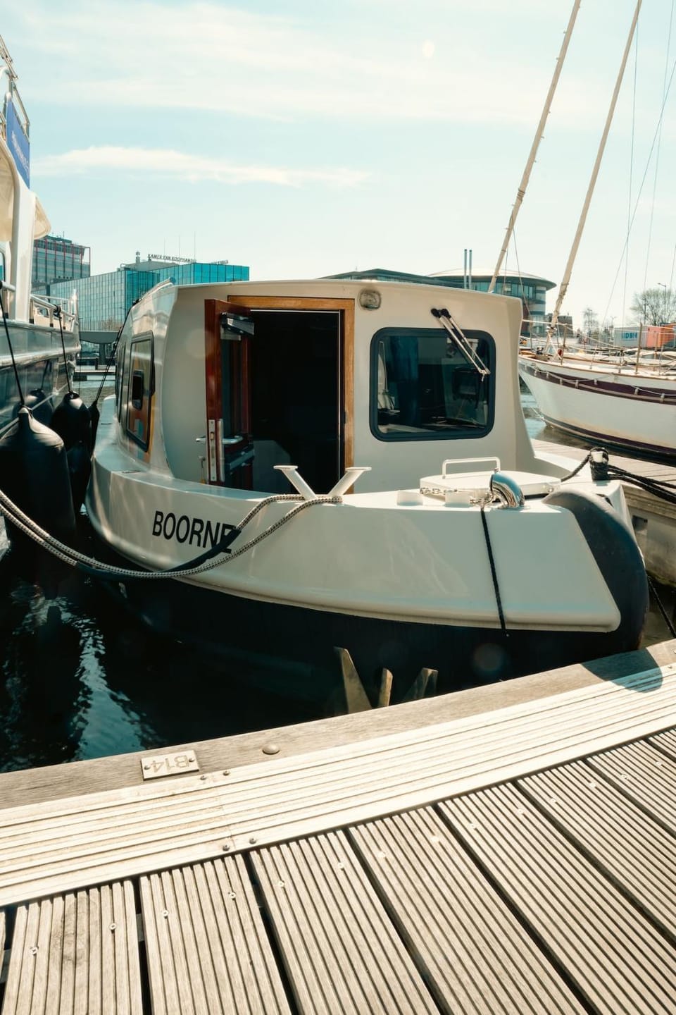 New houseboat city center 'Boorne' Docked boat in Amsterdam