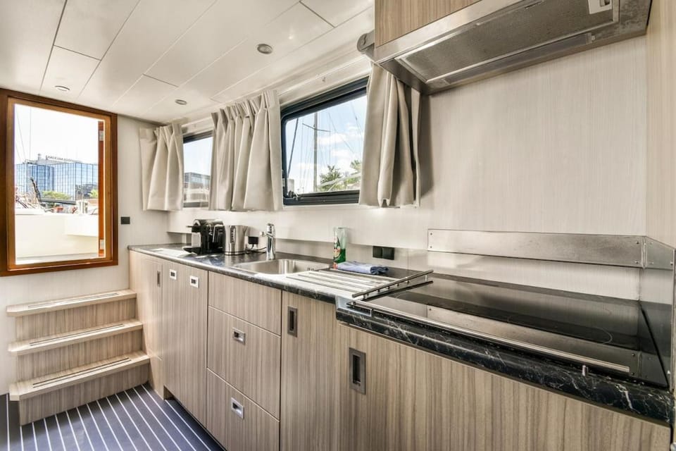 New houseboat center Amsterdam 'Saiter' Docked boat in Amsterdam
