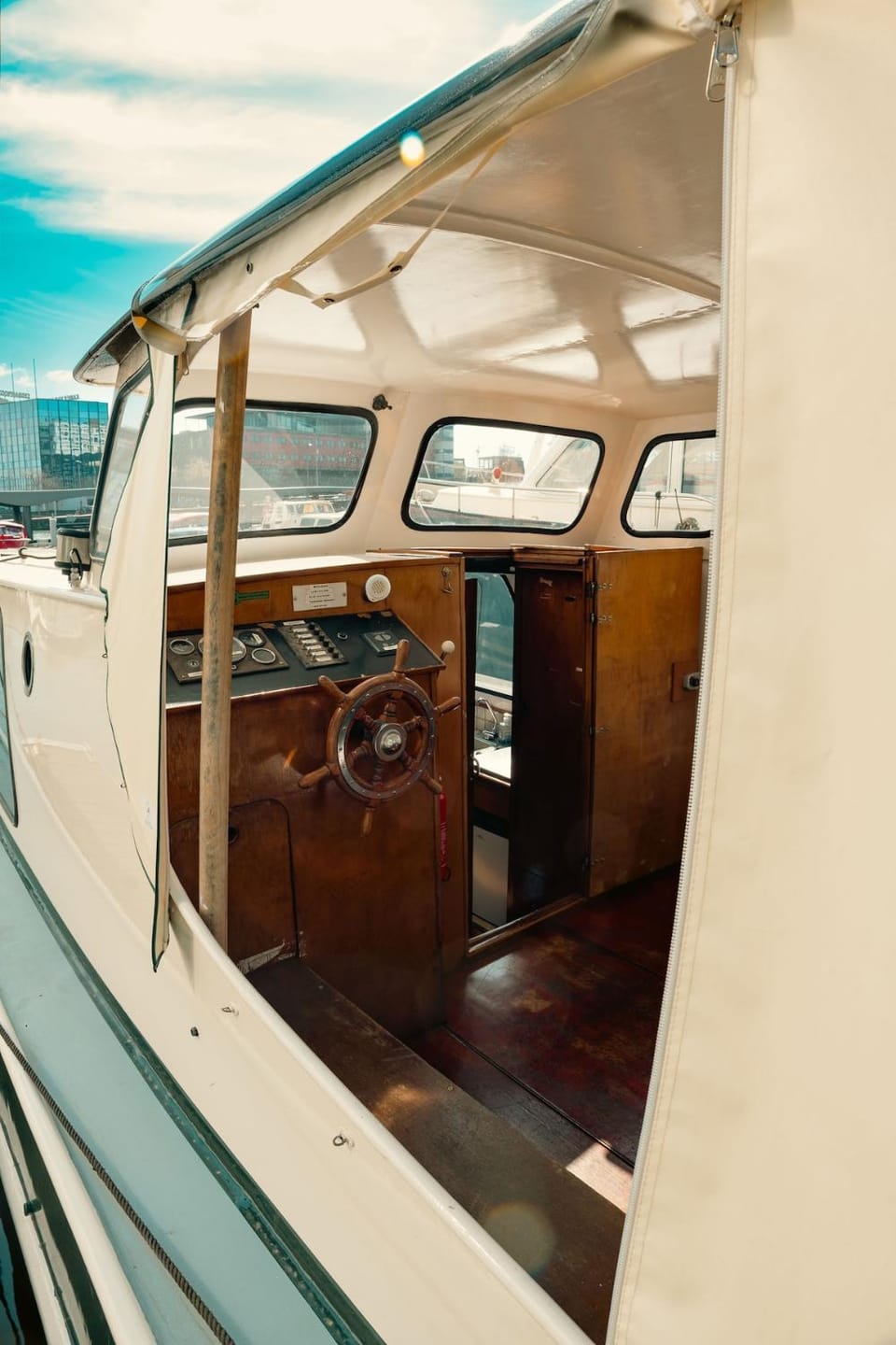 Local houseboat city center 'Capella' Docked boat in Amsterdam