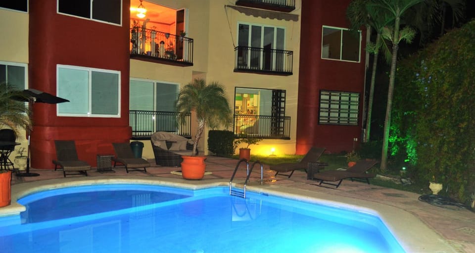 Night, Summer, Swimming pool, Swimming pool