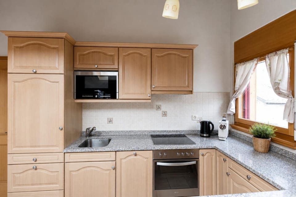 Kitchen or kitchenette, dishwasher, oven, stove