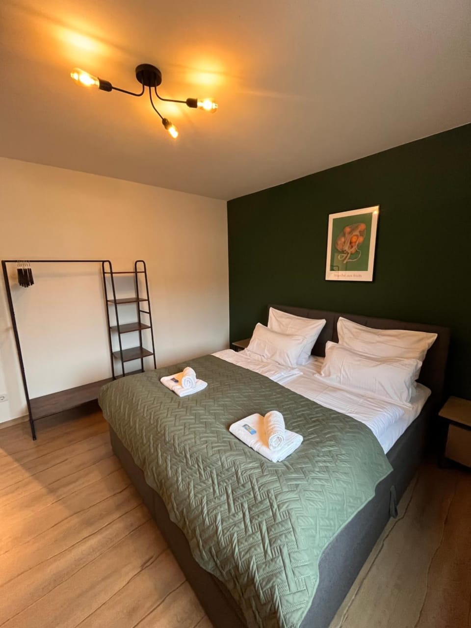 Bed, Bedroom, towels, wardrobe