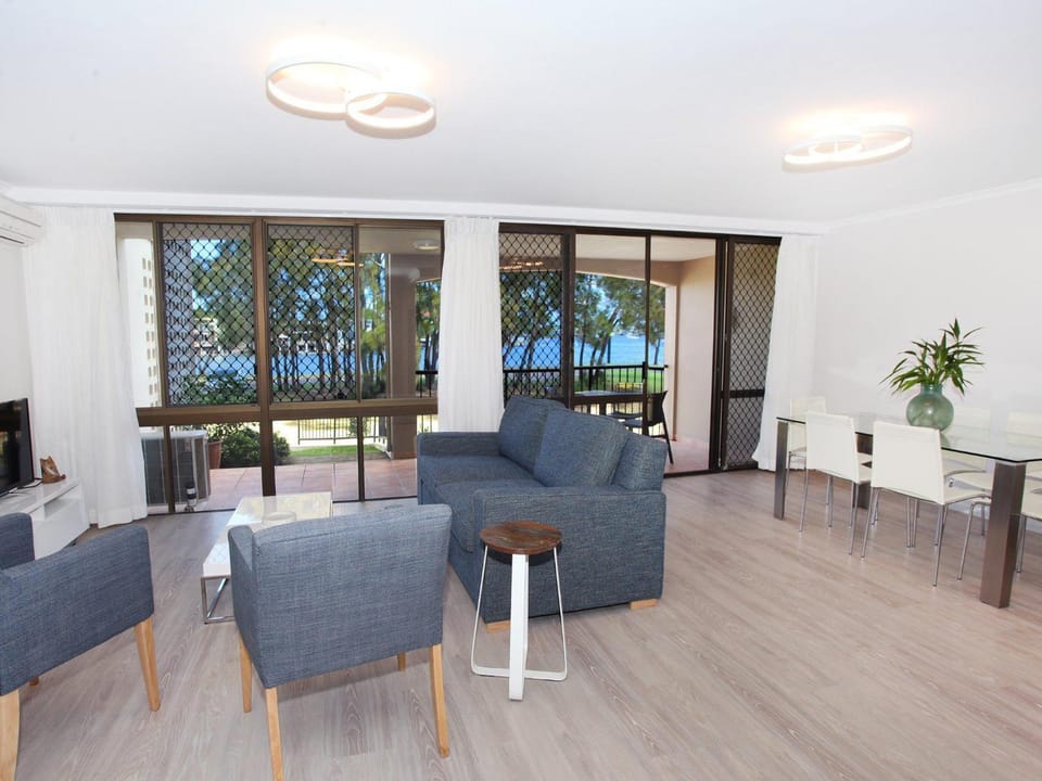 Living room, Seating area, Garden view, River view