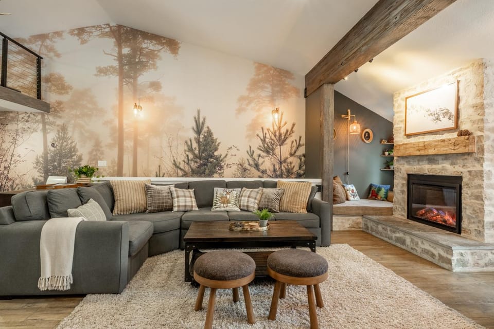 Living room, fireplace