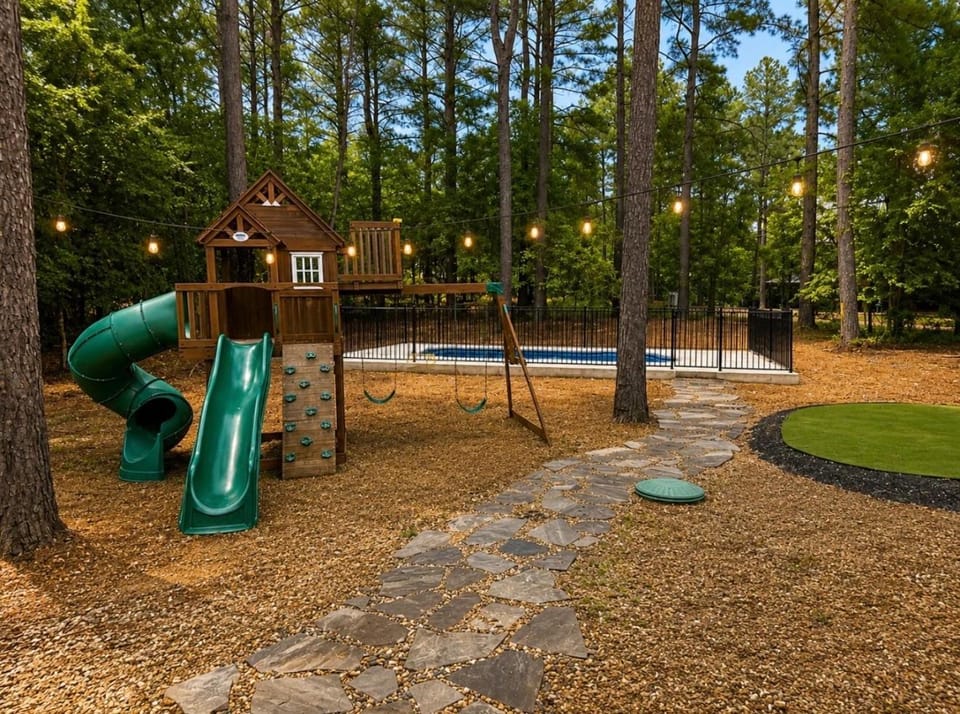 Natural landscape, Children play ground, Garden, Swimming pool