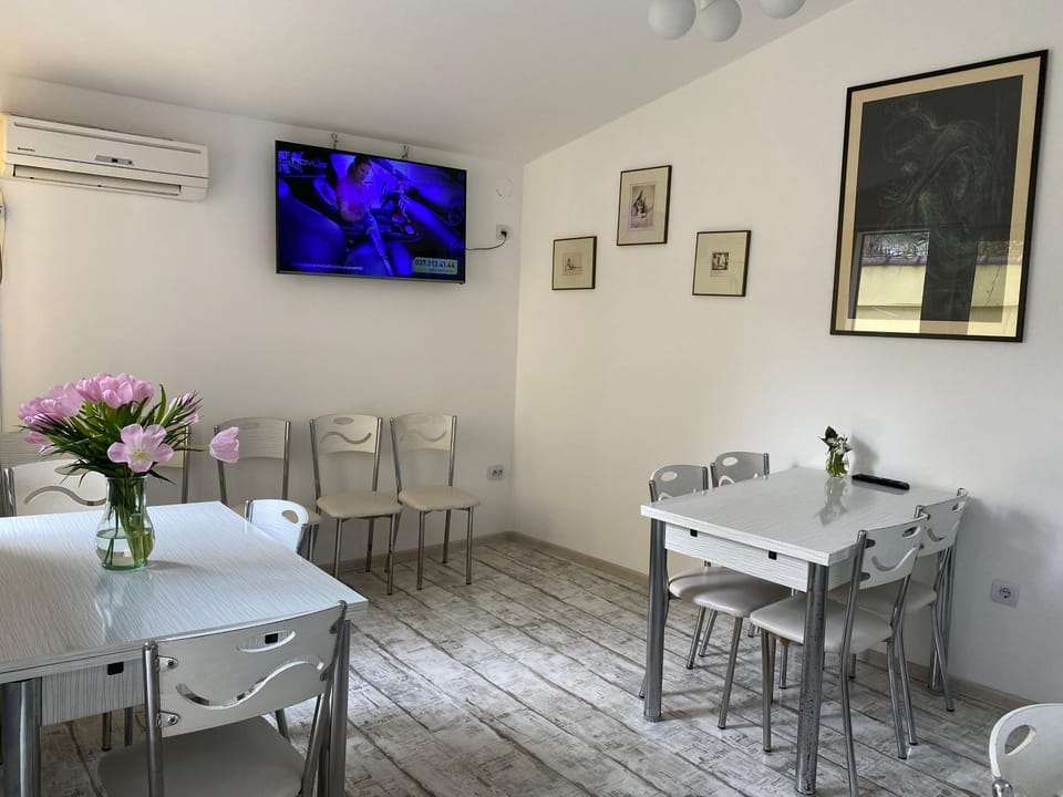 Communal lounge/ TV room, TV and multimedia, Living room, Seating area, Dining area, air conditioner