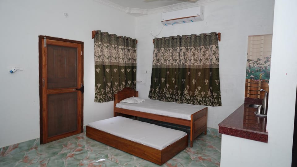 Bed, bunk bed, wardrobe, air conditioner