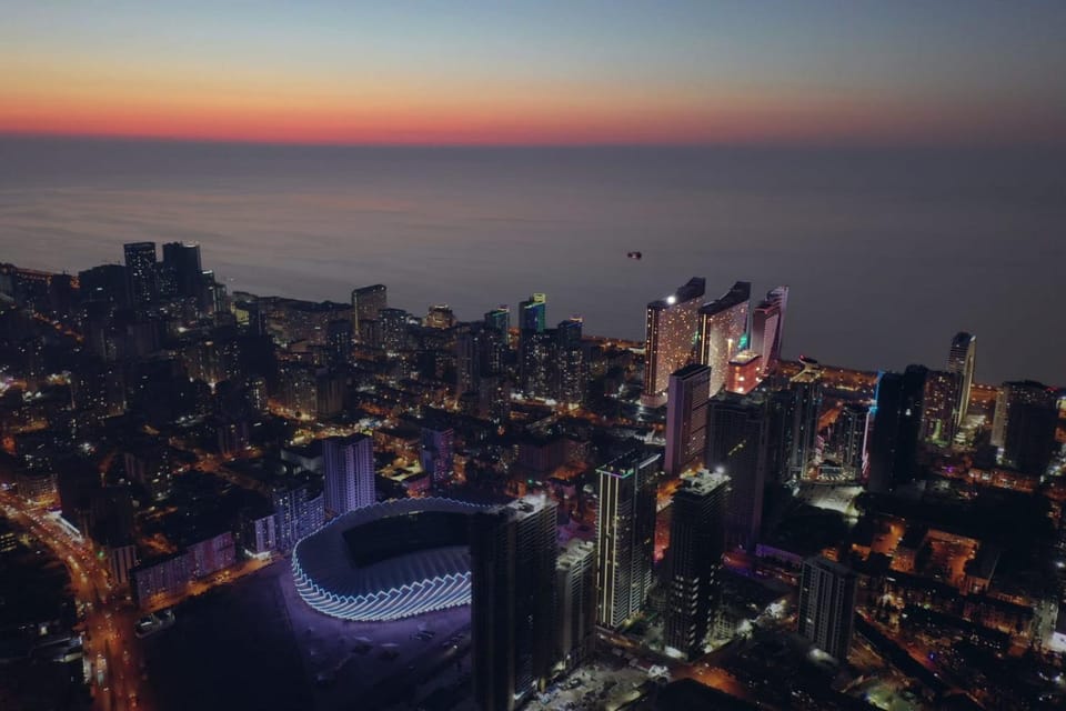Property building, Nearby landmark, Night, Bird's eye view, City view, Sea view, Sunrise, Sunset