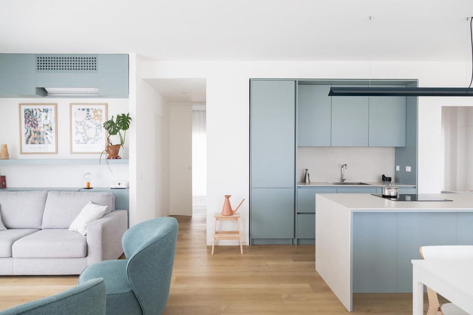 Kitchen or kitchenette, Living room, Dining area, stove