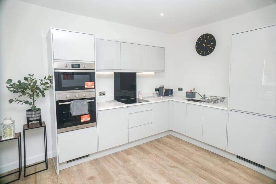 Kitchen or kitchenette, oven, stove, toaster