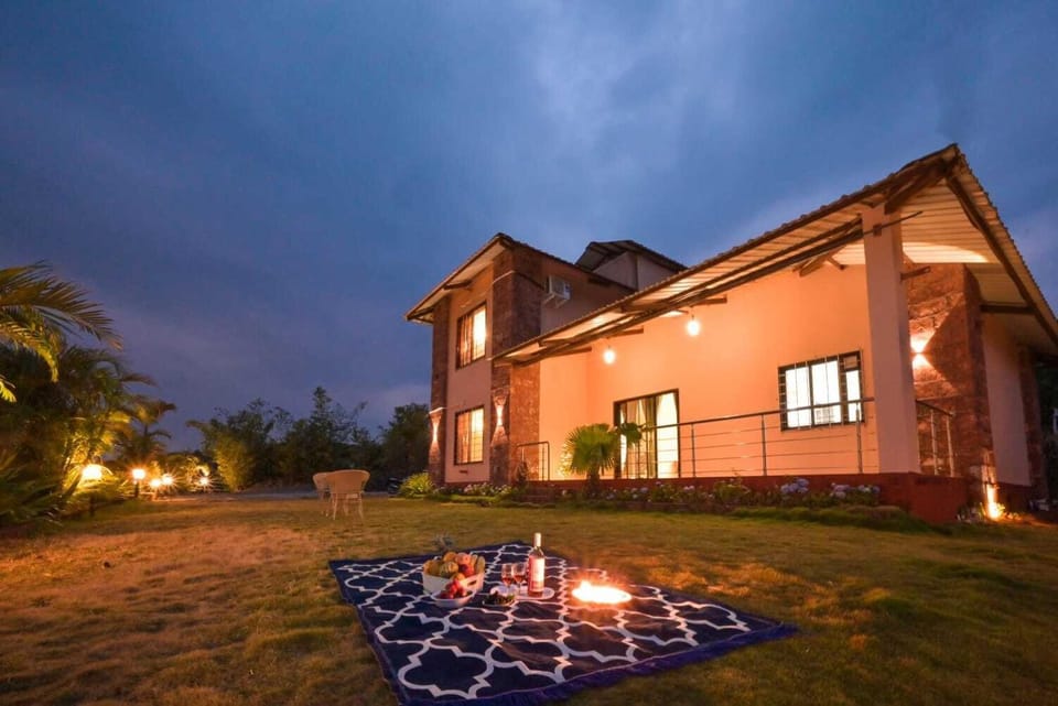 Property building, Night, Garden, Garden view
