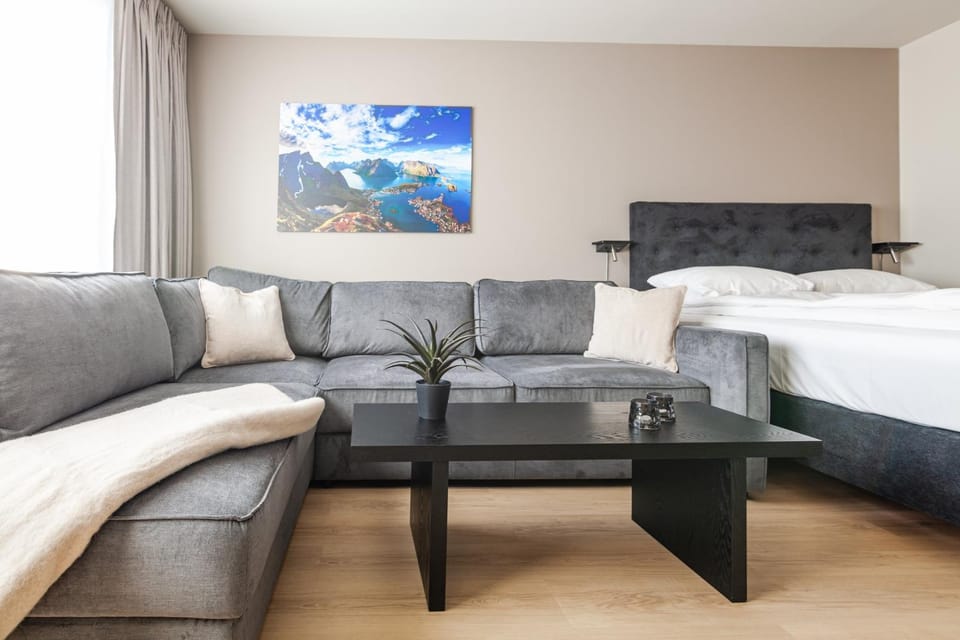 Bed, Living room, Photo of the whole room, Seating area, Bedroom