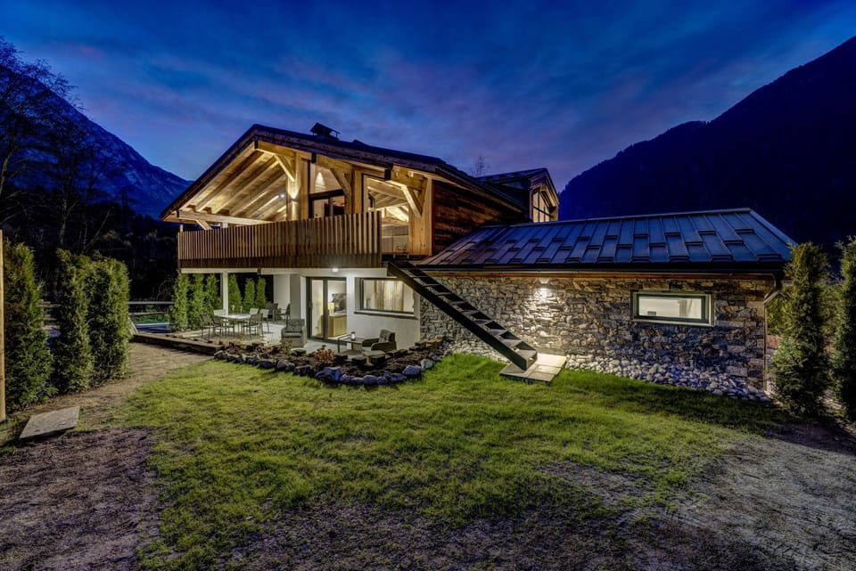 Property building, Night, Garden