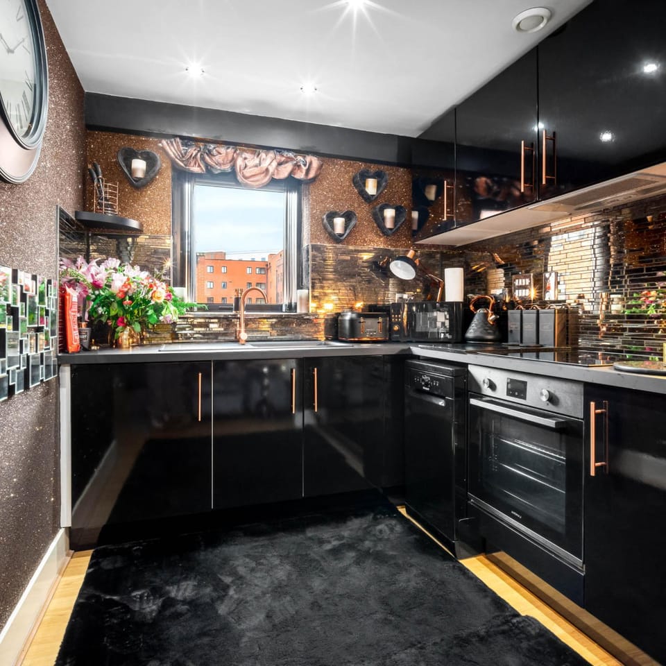 Kitchen or kitchenette, stove