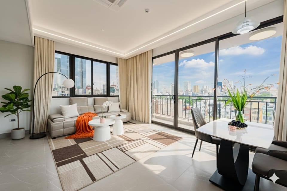 View (from property/room), Balcony/Terrace, Living room, Seating area, Dining area