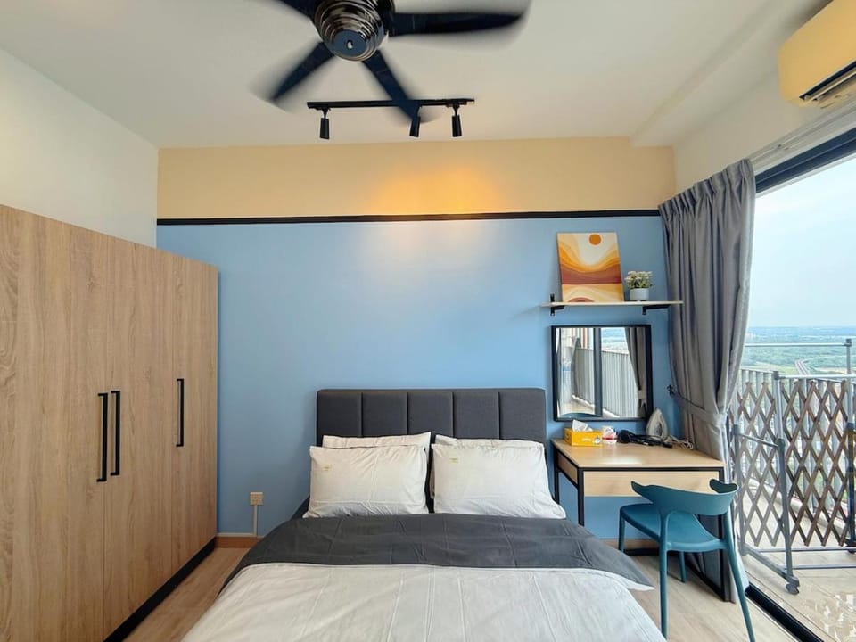 Bed, Bedroom, wardrobe, air conditioner