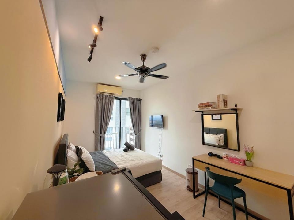 Bed, Bedroom, towels, wardrobe, air conditioner
