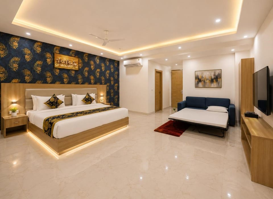 Communal lounge/ TV room, Bed, TV and multimedia, Photo of the whole room, Evening entertainment, Bedroom, air conditioner