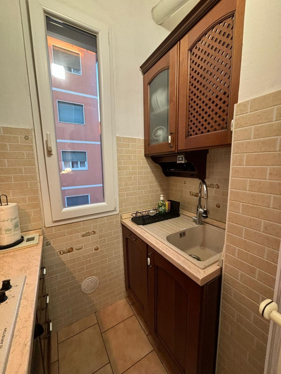 Kitchen or kitchenette, stove