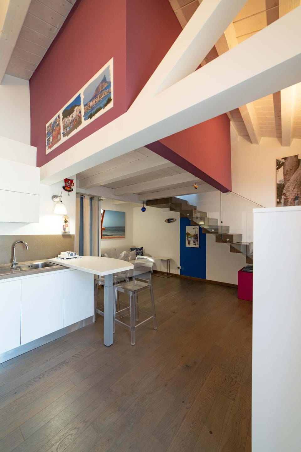Kitchen or kitchenette, Living room, Dining area