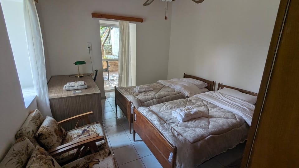 Bed, Photo of the whole room, Bedroom, towels, air conditioner