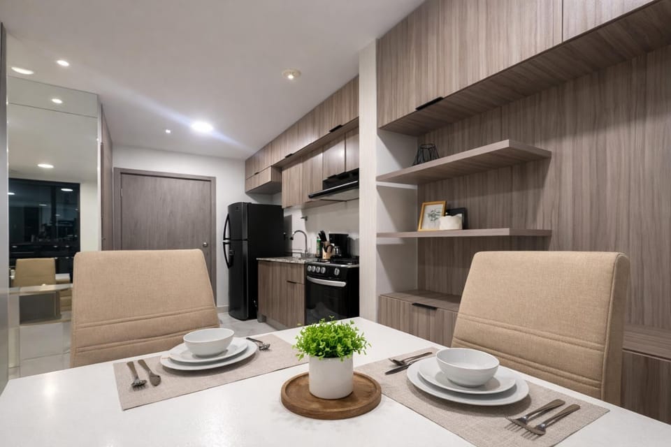 Kitchen or kitchenette, Living room, Dining area
