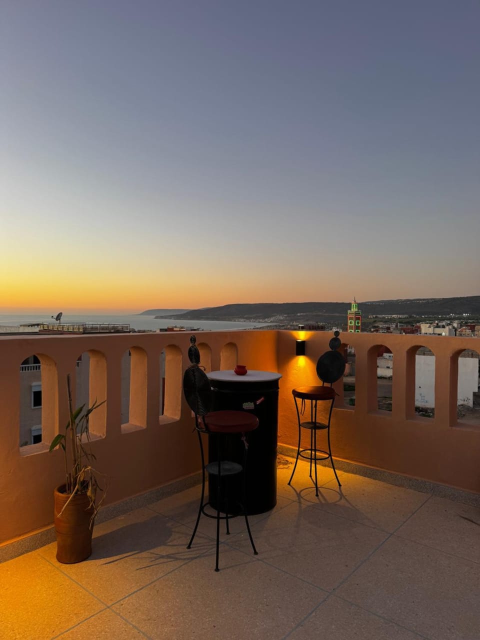 Natural landscape, View (from property/room), Balcony/Terrace, Sea view, Sunset