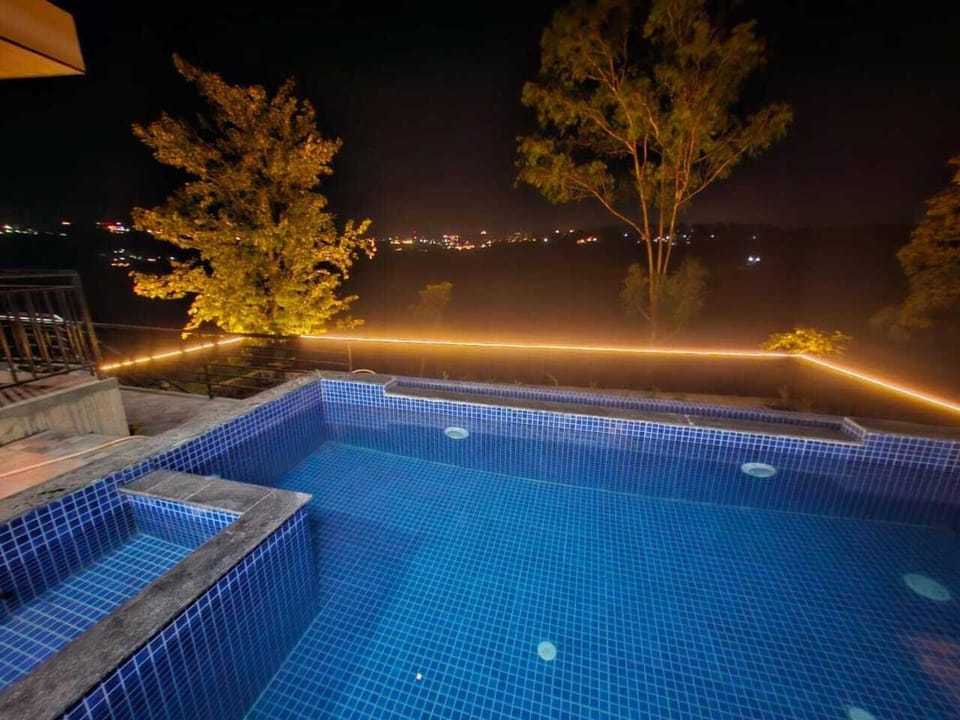 Night, Pool view, Swimming pool, Swimming pool