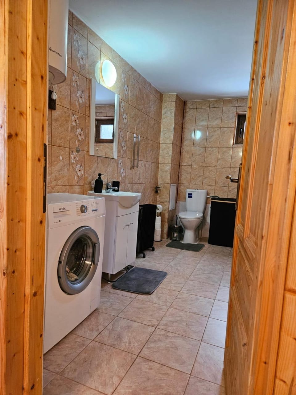 Shower, Toilet, Bathroom, hair dryier, washing machine
