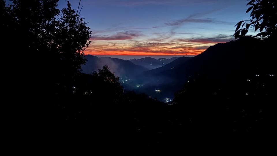 Nearby landmark, Natural landscape, Mountain view, Sunset