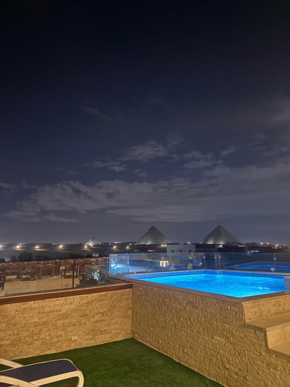 Night, Pool view, Swimming pool