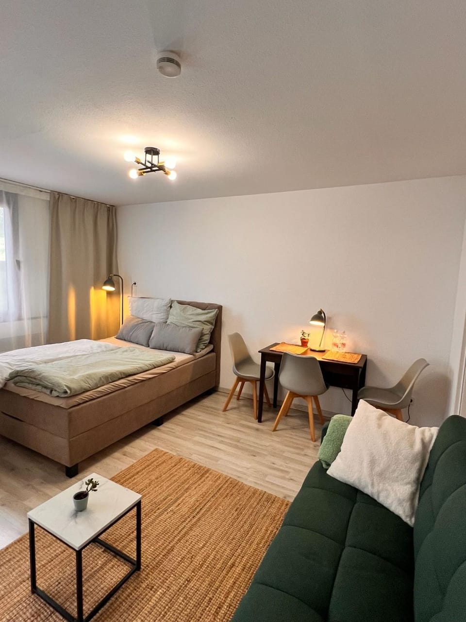 Bed, Living room, Photo of the whole room, Seating area
