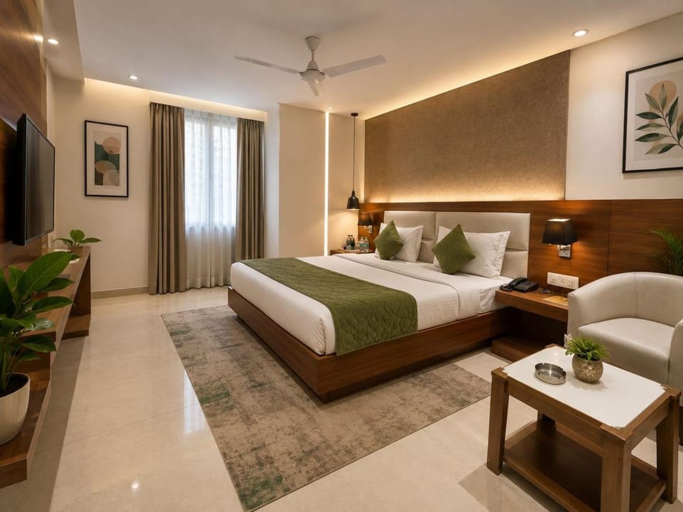 Bed, Seating area, Bedroom